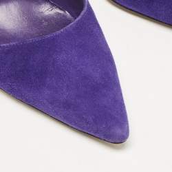 Manolo Blahnik Purple Suede BB Pointed Toe Pumps Size 38.5