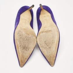 Manolo Blahnik Purple Suede BB Pointed Toe Pumps Size 38.5