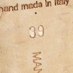 Pre Owned Manolo Blahnik Grey Satin Hangisi Crystal Embellished Pumps Size 39