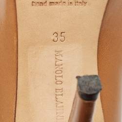 Manolo Blahnik Brown Leather Camparinew Mary Jane Pumps Size 35