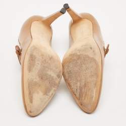 Manolo Blahnik Brown Leather Camparinew Mary Jane Pumps Size 35
