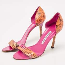 Manolo Blahnik Multicolor Python Leather Slide Sandals Size 38.5