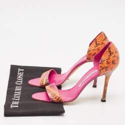 Manolo Blahnik Multicolor Python Leather Slide Sandals Size 38.5
