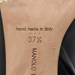 Manolo Blahnik Black Leather Pointed Toe Ankle Length Boots Size 37.5