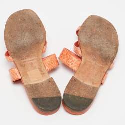 Manolo Blahnik Orange Python Leather Susa Flat Sandals Size 38
