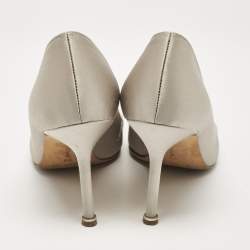 Pre Owned Manolo Blahnik Grey Satin Hangisi Crystal Embellished Pumps Size 39