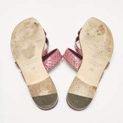 Manolo Blahnik Purple Python Leather Susa Flat Slides Size 38.5
