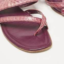 Manolo Blahnik Purple Python Leather Susa Flat Slides Size 38.5