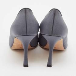 Pre Owned Manolo Blahnik Grey Satin Buckle Maysale Pumps Size 36