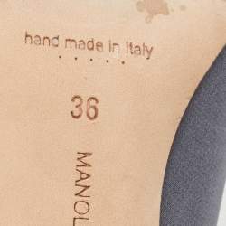 Pre Owned Manolo Blahnik Grey Satin Buckle Maysale Pumps Size 36