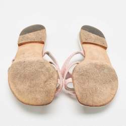 Manolo Blahnik Pink Python Leather Susa Flat Slides Size 38