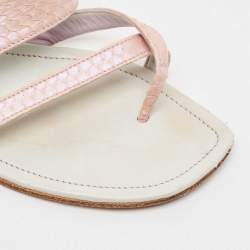 Manolo Blahnik Pink Python Leather Susa Flat Slides Size 38