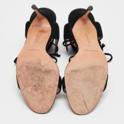 Manolo Blahnik Black Suede Laramod Ankle Strap Sandals Size 37