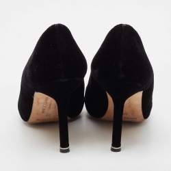 Pre Owned Manolo Blahnik Black Velvet Hangisi Crystal Embellished Pumps Size 38