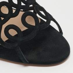 Manolo Blahnik Black Suede Slingback Sandals Size 37.5