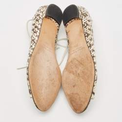 Manolo Blahnik Cream Python Leather Ballet Flats Size 37.5