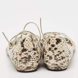Manolo Blahnik Cream Python Leather Ballet Flats Size 37.5