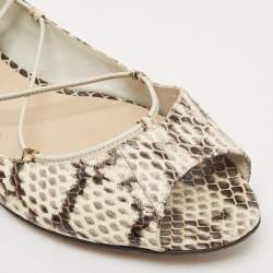 Manolo Blahnik Cream Python Leather Ballet Flats Size 37.5