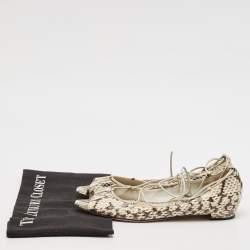 Manolo Blahnik Cream Python Leather Ballet Flats Size 37.5
