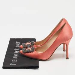 Manolo Blahnik Pink Satin Hangisi Pumps Size 36