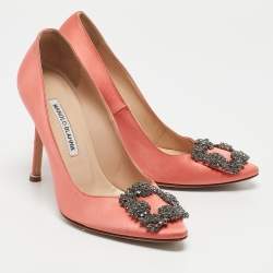 Manolo Blahnik Pink Satin Hangisi Pumps Size 36