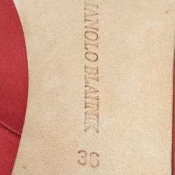 Pre Owned Manolo Blahnik Red Satin Hangisi Pumps Size 36