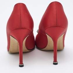 Pre Owned Manolo Blahnik Red Satin Hangisi Pumps Size 36