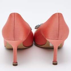 Pre Owned Manolo Blahnik Pink Satin Hangisi Pumps Size 35