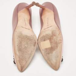 Pre Owned Manolo Blahnik Pink Satin Hangisi Pumps Size 36