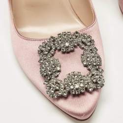 Pre Owned Manolo Blahnik Pink Satin Hangisi Pumps Size 36