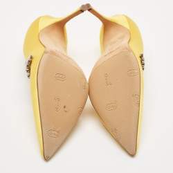 Manolo Blahnik  Yellow Satin Nadira Pumps Size 39