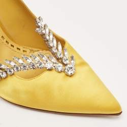 Manolo Blahnik  Yellow Satin Nadira Pumps Size 39