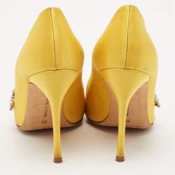 Manolo Blahnik  Yellow Satin Nadira Pumps Size 39