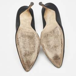 Pre Owned Manolo Blahnik Black Satin Hangisi Pumps Size 40