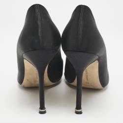 Pre Owned Manolo Blahnik Black Satin Hangisi Pumps Size 40