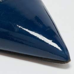 Pre Owned Manolo Blahnik Navy Blue Patent Leather BB Pumps Size 38.5