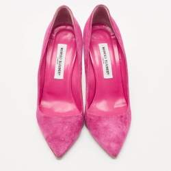 Manolo Blahnik Pink Suede BB Pointed Toe Pumps Size 39