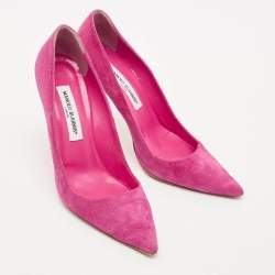 Manolo Blahnik Pink Suede BB Pointed Toe Pumps Size 39