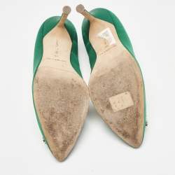 Manolo Blahnik Green Satin Hangisi Pumps Size 36