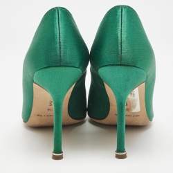 Manolo Blahnik Green Satin Hangisi Pumps Size 36