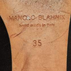 Manolo Blahnik Black Satin Hangisi Ballet Flats Size 35