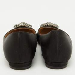 Manolo Blahnik Black Satin Hangisi Ballet Flats Size 35