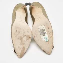 Manolo Blahnik Gold Fabric Hangisi Pumps Size 36.5