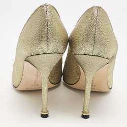 Manolo Blahnik Gold Fabric Hangisi Pumps Size 36.5