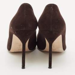 Manolo Blahnik Brown Suede BB Pointed Toe Pumps Size 38.5