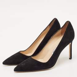 Pre Owned Manolo Blahnik Black Suede Pointed Toe BB Pumps Size 38
