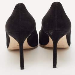Pre Owned Manolo Blahnik Black Suede Pointed Toe BB Pumps Size 38