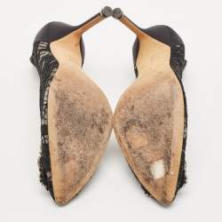 Manolo Blahnik Black Lace And Mesh Hangisi Pumps Size 36.5