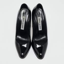 Pre Owned Manolo Blahnik Black Patent Leather Pointed Toe Pumps Size 39