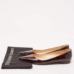 Manolo Blahnik Brown Patent Pointed Toe Ballet Flats Size 37.5
